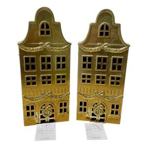 Wondershop Metallic Gold House Christmas Village Building - Set of 2